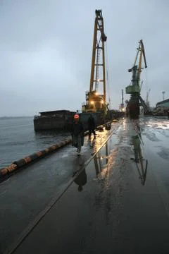 Workers at port Stock Photos
