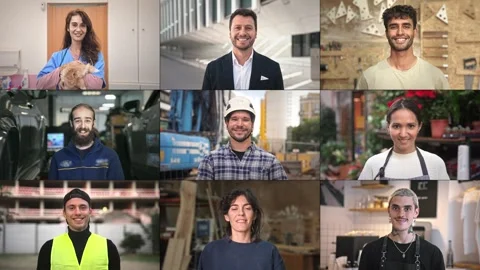 Workers portraits collage. Different professions. Employee people job diversity. Stock Footage 271221737