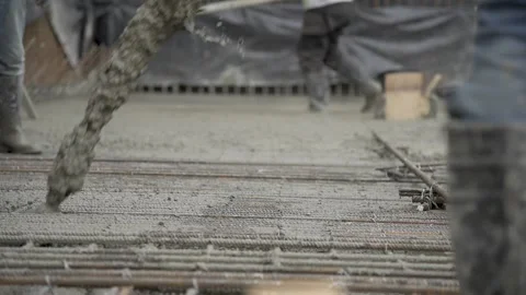 Workers pouring concrete Stock Footage 152421314