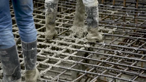 Workers pouring concrete Stock Footage 152421404