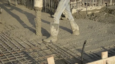 Workers pouring concrete Stock Footage 152421482