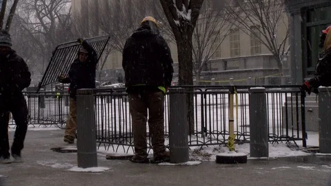 Workers prepare for Donald Trump's Inauguration Stock Footage 125867403