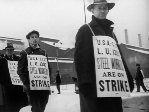 Workers protest and go on strike - 1946 Stock Footage 95814921