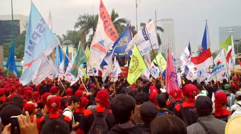 Workers Protest Over Fuel Price Hike Stock Footage 24832592