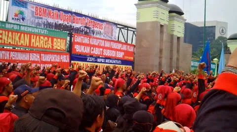 Workers Protest Over Fuel Price Hike Stock Footage 24837688