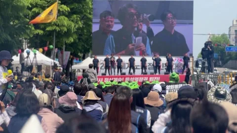 Workers protesting for workers' rights and interests, Labor Day, May 1, 2024 Stock Footage 274442478