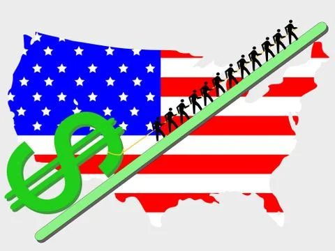 Workers pulling dollar sign Stock Illustration