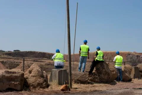 Workers on the quarry Stock Photos