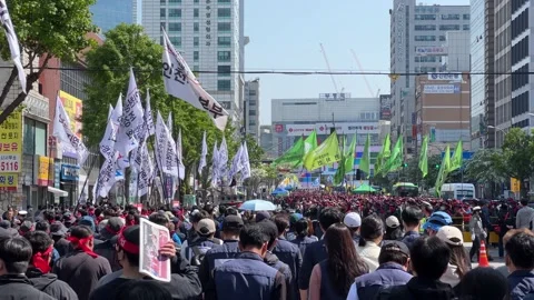 Workers rally in commemoration of Labor Day, Incheon, South Korea, May 1, 2023 Stock Footage 240016853