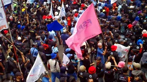 Workers Rally Stock Footage 12620828