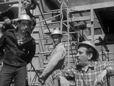 Workers realizes their mistake and regret about it - 1958 Stock Footage 97229238