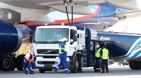 Workers refueling the aircraft Stock-Footage 58768994
