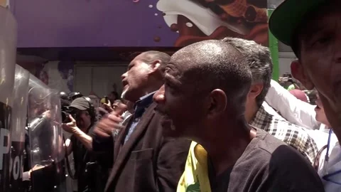 Workers reject the repression of their protests for wage increases in Venezuela, Stock Footage 332443817