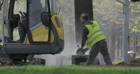 Workers repair the bench in slow motion Stock Footage 241239894