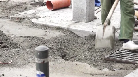 Workers repairing asphalt Stock Footage 42816500