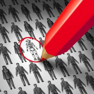 Workers replaced by robots Stock Illustration