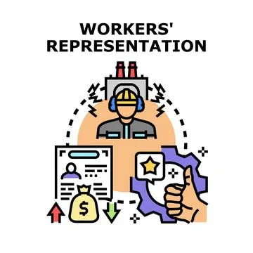 Workers' representation protecting labor rights and conditions Illustrazione stock