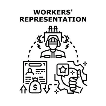 Workers' representation protecting labor rights and conditions Illustrazione stock