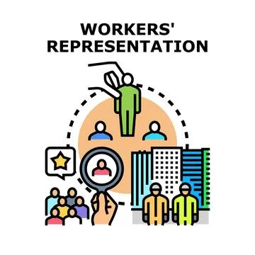 Workers' representation protecting rights and labor interests Stock Illustration