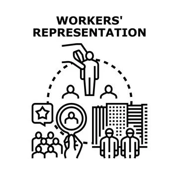 Workers' representation protecting rights and labor interests Stock Illustration