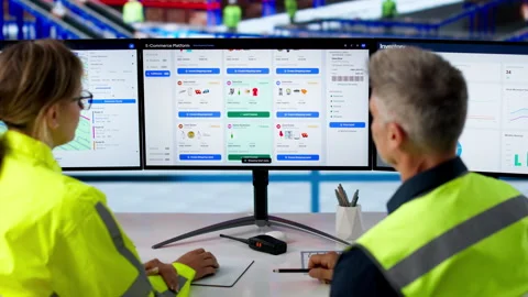 Workers Reviewing Ecommerce Platform Video stock 336792843