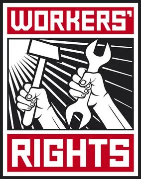 Worker`s rights poster Stock Illustration