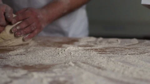 Workers Rolling Yeast Into Balls With Flour Stock Footage 90122596