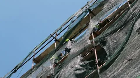 Workers on Scaffolding Stock Footage 11037600