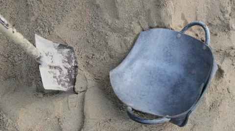 Workers scoop sand for construction, video Stock Footage 62809428