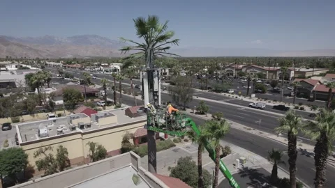 Workers servicing cell tower Stock Footage 246948897