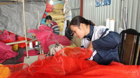 Workers in the sewing factory Stock Footage 33872649