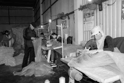 Workers in the sewing factory Stock Photos