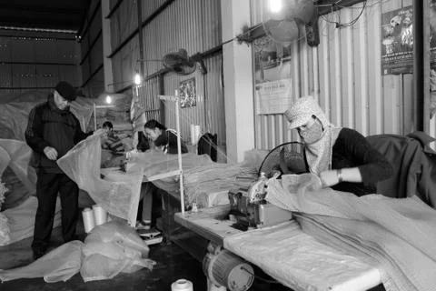 Workers in the sewing factory Stock Photos