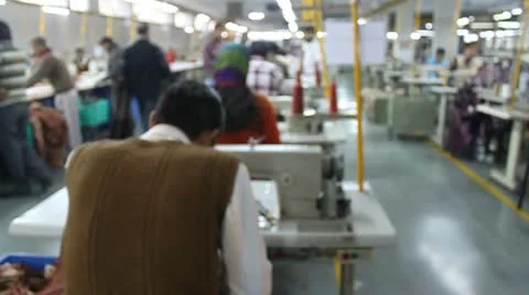 Workers Sewing at a Textile Factory in India Stock Footage 10738205