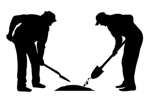 Workers with shovel Stock Illustration