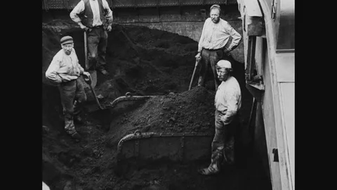 Workers Shoveling And Loading Minerals Stock Footage 88597958