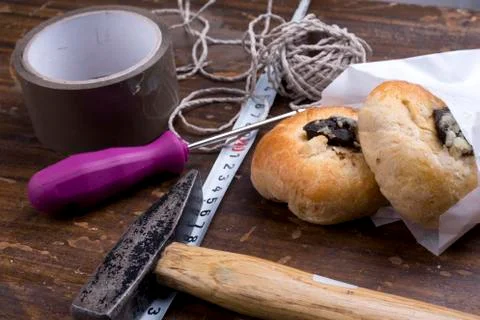 Workers snack, cakes Stock Photos