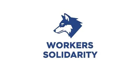 Workers solidarity illustration with wolf head for labor union or movement. Ilustração Stock