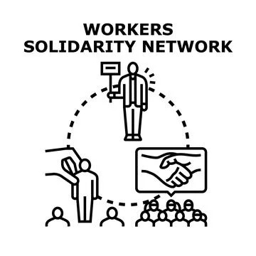 Workers solidarity network supporting union labor rights Stock Illustration