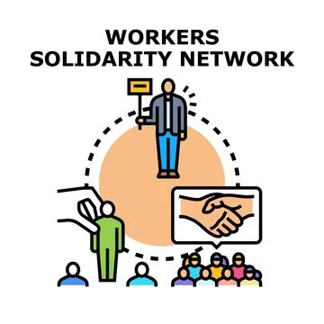 Workers solidarity network supporting union labor rights Stock Illustration