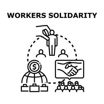 Workers solidarity supporting team collaboration and global business Stock Illustration