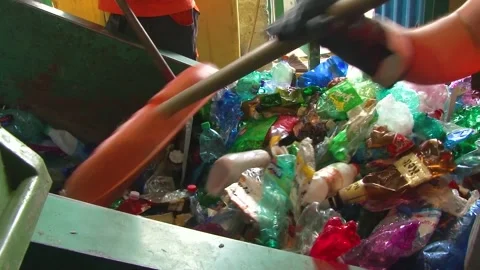 Workers Sorting Waste at Mechanical Biological Treatment Facility Stock-Footage 343732755