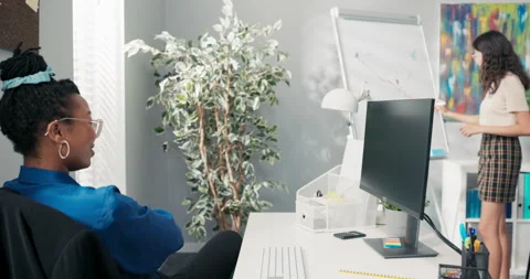 Workers of the statistical office put the final touches on the chart prepared Stock Footage 169516431