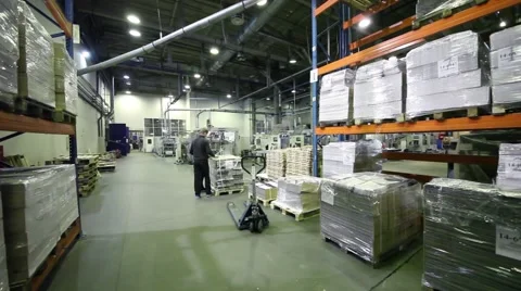 Workers in storage in Typographic complex Pushkinskaya Square Stock Footage 58623706