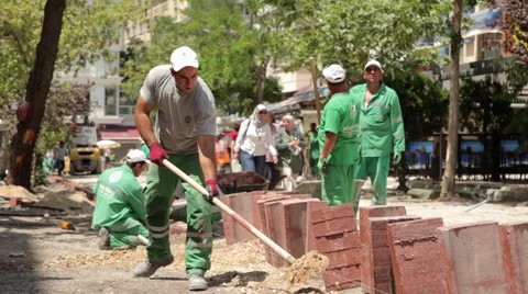 Workers In the Street Stock Footage 65585022