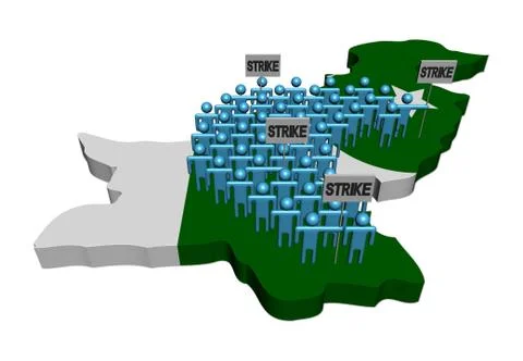 Workers on strike on Pakistan map flag illustration Stock Illustration