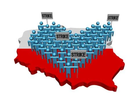 Workers on strike on Poland map flag illustration Illustrazione stock