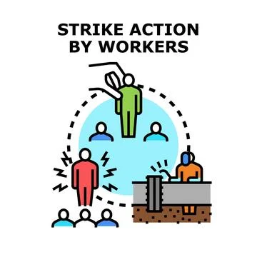 Workers striking and protesting against management decisions Stock Illustration