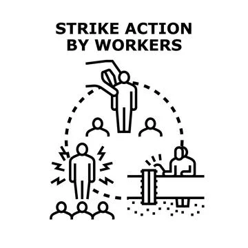 Workers striking and protesting against management decisions Stock Illustration