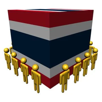 Workers surrounding thailand flag cube illustration Stock Illustration